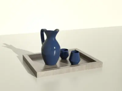 Vase and cups 3D model