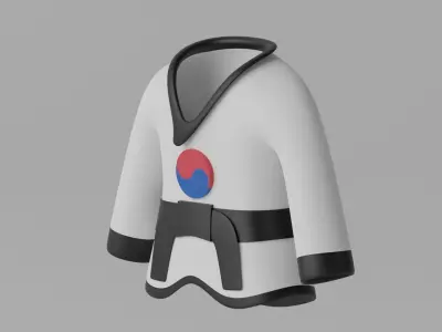 Korean Taekwondo Uniform Suit 3D model