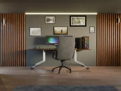 Modern Minimalist Desk 3D Model Free 3D model