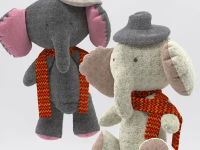 Plush elephant toy 3D model