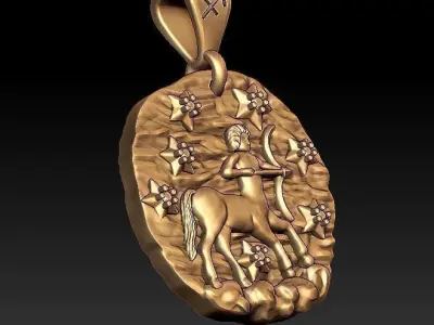 Horoscope Sagittarius pendant 3D print model