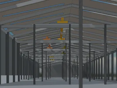 Warehouse with small crane 3D model