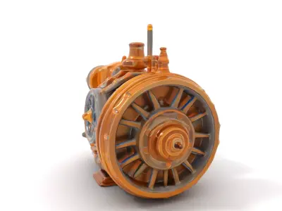 Steampunk Engine Model Pack with PBR Textures Low-poly 3D model