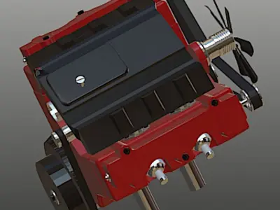 TOYAN FS-V400WA Water-Cooled V4 Engine - High Poly 3D Model 3D model