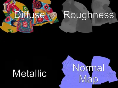 Colorful Patchwork Beanbag Pouf Model Pack Low-poly 3D model