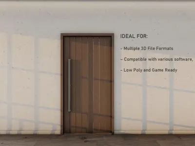 Oak wood door Low-Poly wooden Door  for luxury interiors Door 3 Low-poly 3D model