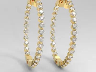 Diamond hoop earrings nice design 3D print model