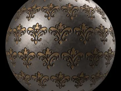 Metal Materials 45- Ornament Metal panel By Sbsar Texture