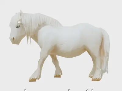 Friesian Horse with Flowing Mane and Feathered Legs Low-poly 3D model