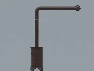 Stove PBR metal pipe with handle Low-poly 3D model