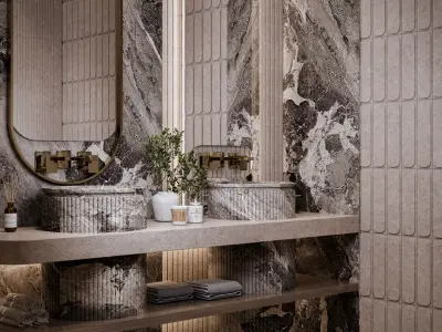 Luxury Double Vanity Bathroom Scene 3D model