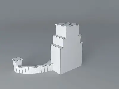 Fireplace with seat wall Free 3D model