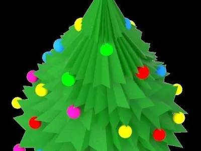 Christmas tree with decorations and star for holiday season Low-poly 3D model