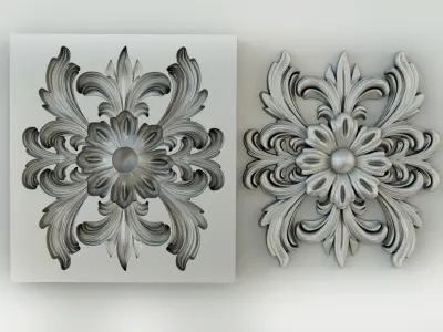 Flower with leaves - silicone or plaster mold  3D print model