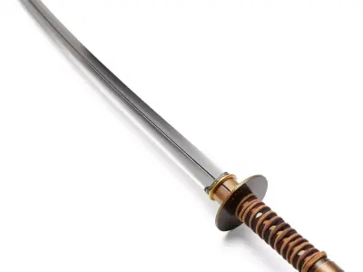 Elegant Katana Sword model pack Low-poly 3D model