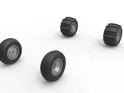 Wheel Set of water pumper Sand buggy Version 2 Scale 1 to 25 3D print model