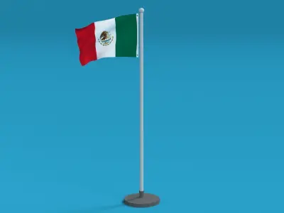 Low Poly Seamless Animated Mexico Flag Low-poly 3D model
