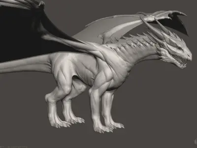 Western Dragon - Highpoly Sculpture 3D model