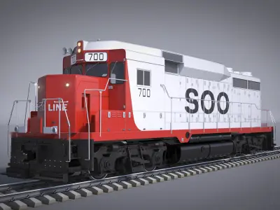Locomotive GP30 700 SOO Line 3D model