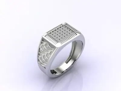 Print Ready STL 3DM  Gents Rings Diamond Men Ring  3D print model 142