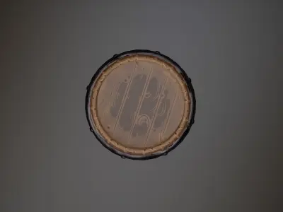 Wooden Barrel with Metal Hoop Game Ready Low P Low-poly 3D model