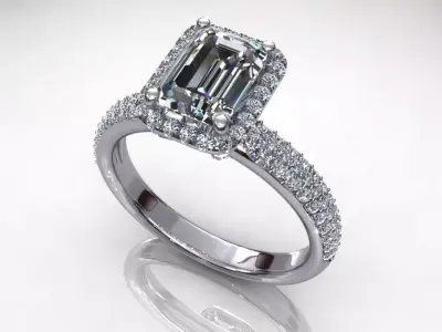 Emerald Wedding Ring SE32 3D print model