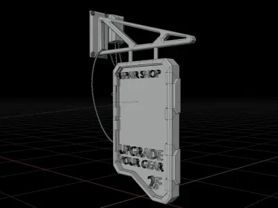 SciFi Cyberpunk Sign001 Low-poly 3D model