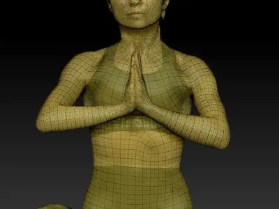 Woman in lotus pose 298 Low-poly 3D model