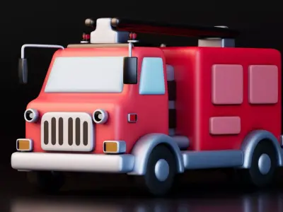 Stylized Fire Truck Low-poly 3D model