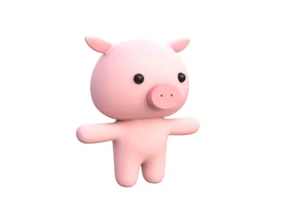 Character009 Chubby Pig Low-poly 3D model