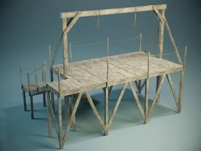 Gallows Scaffold PBR Low-poly 3D model