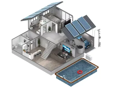 3D House Section View Therm Panel Heat Exchanger 3D model