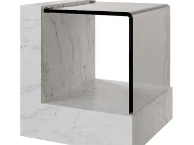 Creative Marble Side Table - Glass 3D model