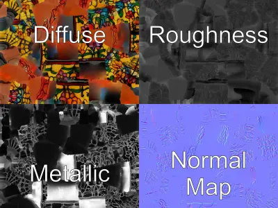 Antique Stained Glass Lampshade Artisanal Craft model pack Low-poly 3D model