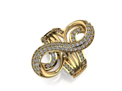 modern diamond luxury ring 3D print model