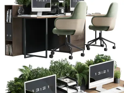 Office furniture - Plants Box Divider 01  Low-poly 3D model