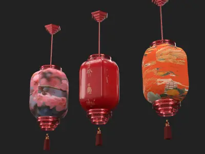 Chinese sheep skin lantern  Low-poly 3D model