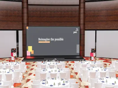hall 25mx25m with stage and cube  3D model 3D model