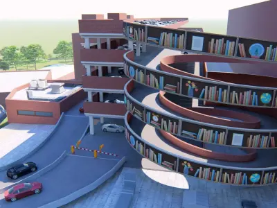 Library parking lot 3D model