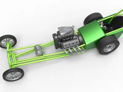 Front engine old school dragster Scale 1 to 25 3D print model