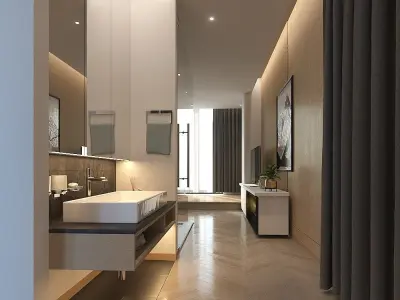 Hotel Room 3D Model Interior Scene 3D model