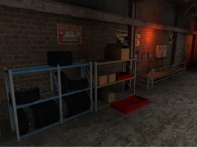 Garage for racing game Low-poly 3D model