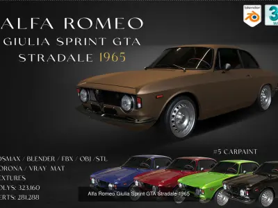 9 models of  Alfa-Romeo cars 3D Model Pack