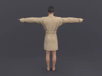 Bathrobe Male Rigged Low-poly 3D model