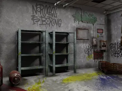 The old  Horror Room 1 Low-poly 3D model