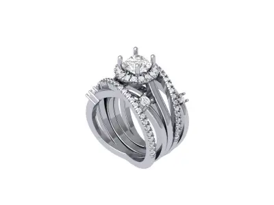 Solitair Ring Bridal Set 3D print model