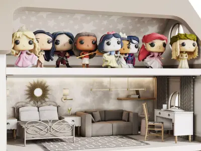 Dollhouse with Princesses 2 3D model