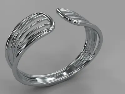 Open Style Cuff Bracelet Gold Silver Platinum Luxury Jewelry 3D print model