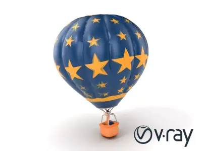 Classic Hot Air Balloon Star Pattern model pack Low-poly 3D model