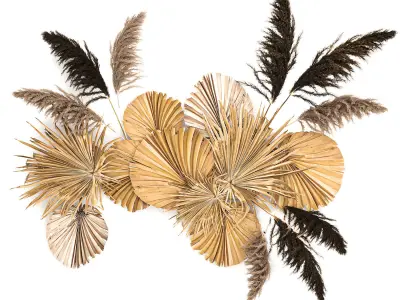 Wall panel made of dry palm leaves 222 3D model